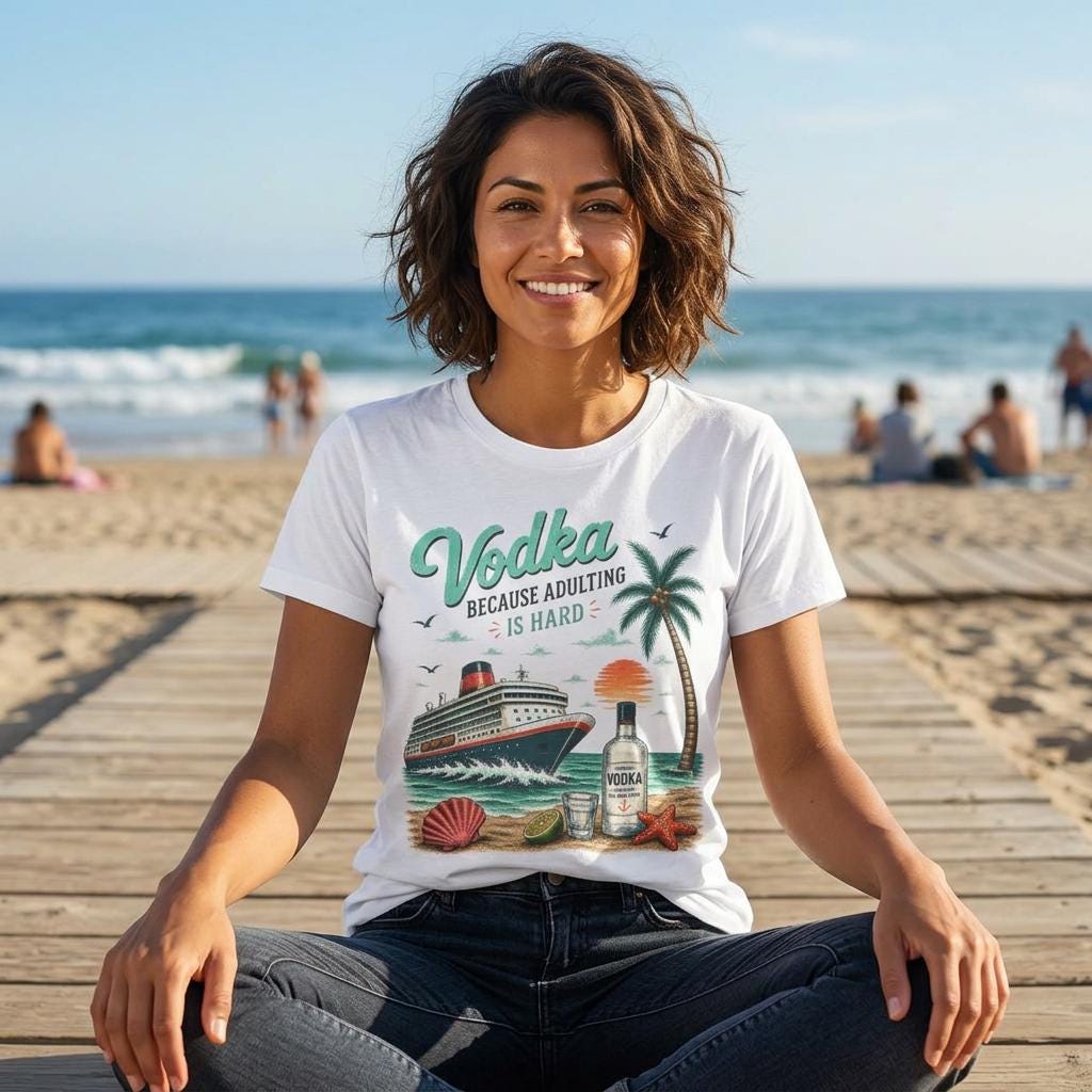 Vodka Because Adulting Is Hard T-Shirt, Funny cruise T-shirt