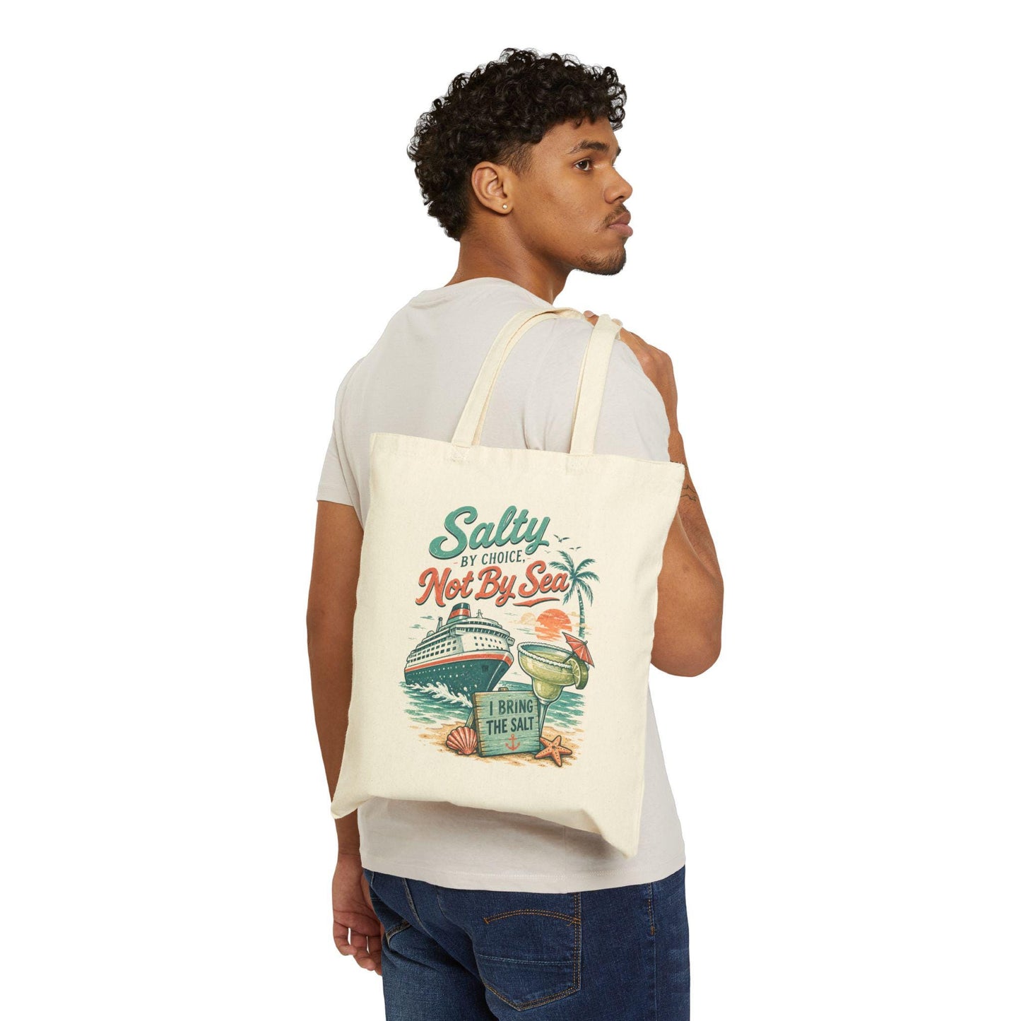 Salty by Choice Canvas Tote Bag | Cruise Beach Vacation Accessory
