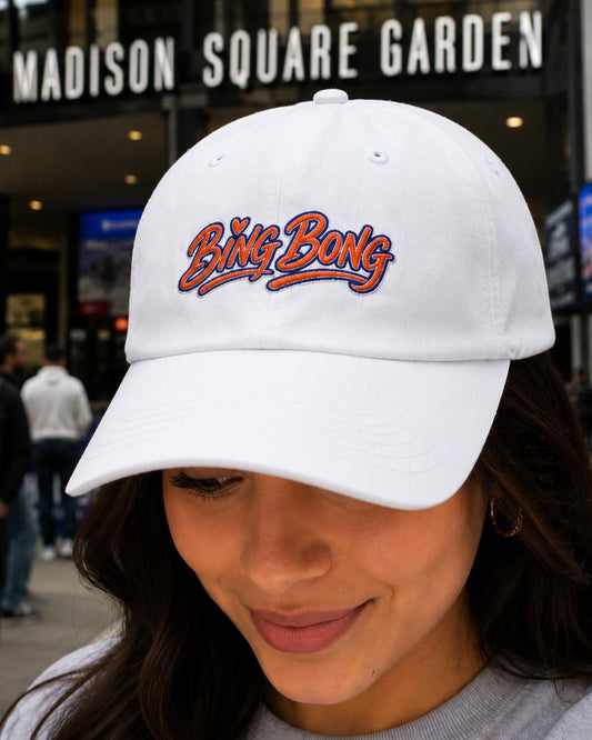 Bing Bong script logo, Knicks inspired Cap, embroidered NY basketball hat
