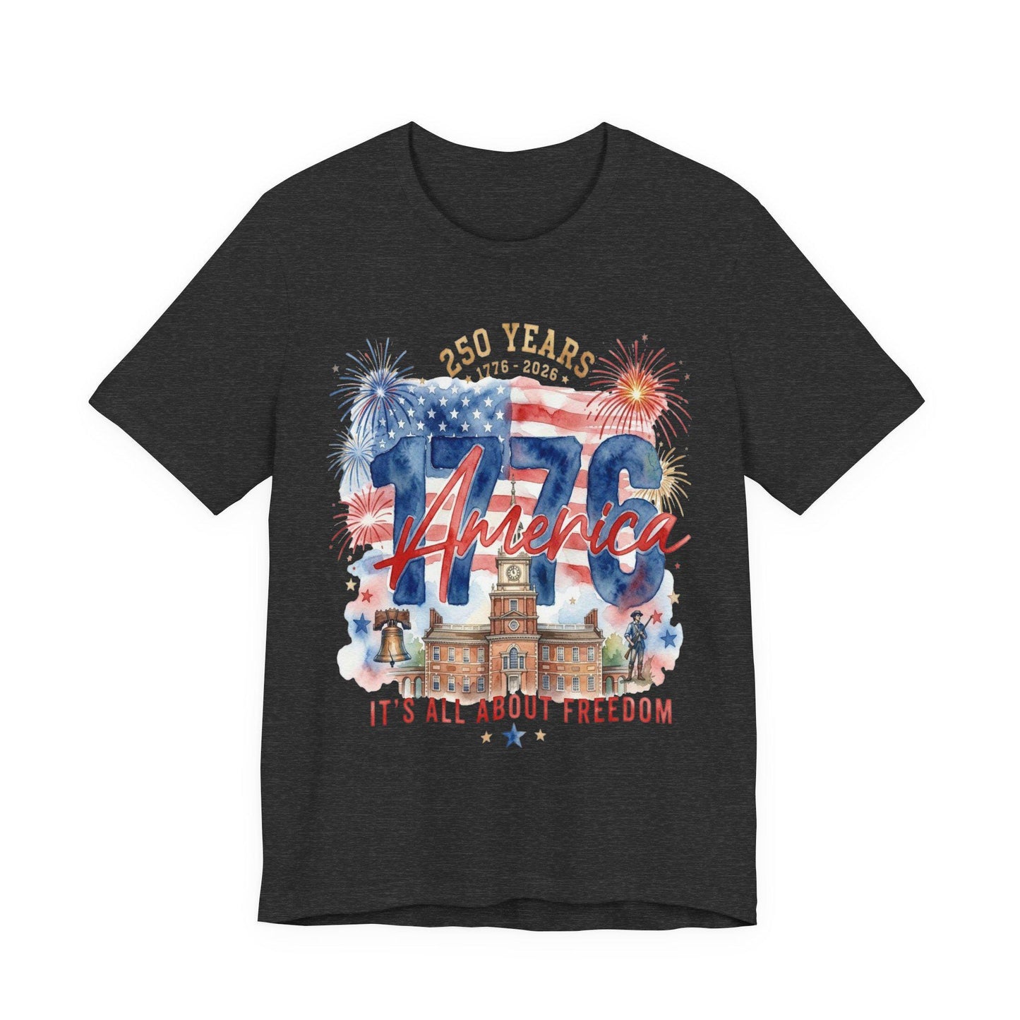 1776 America 250 Years Shirt, Patriotic Watercolor Flag Tee, July 4th Celebration