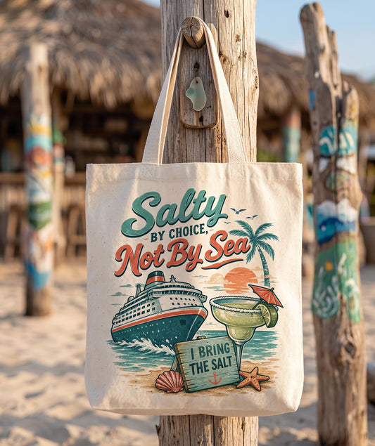 Salty by Choice Canvas Tote Bag | Cruise Beach Vacation Accessory