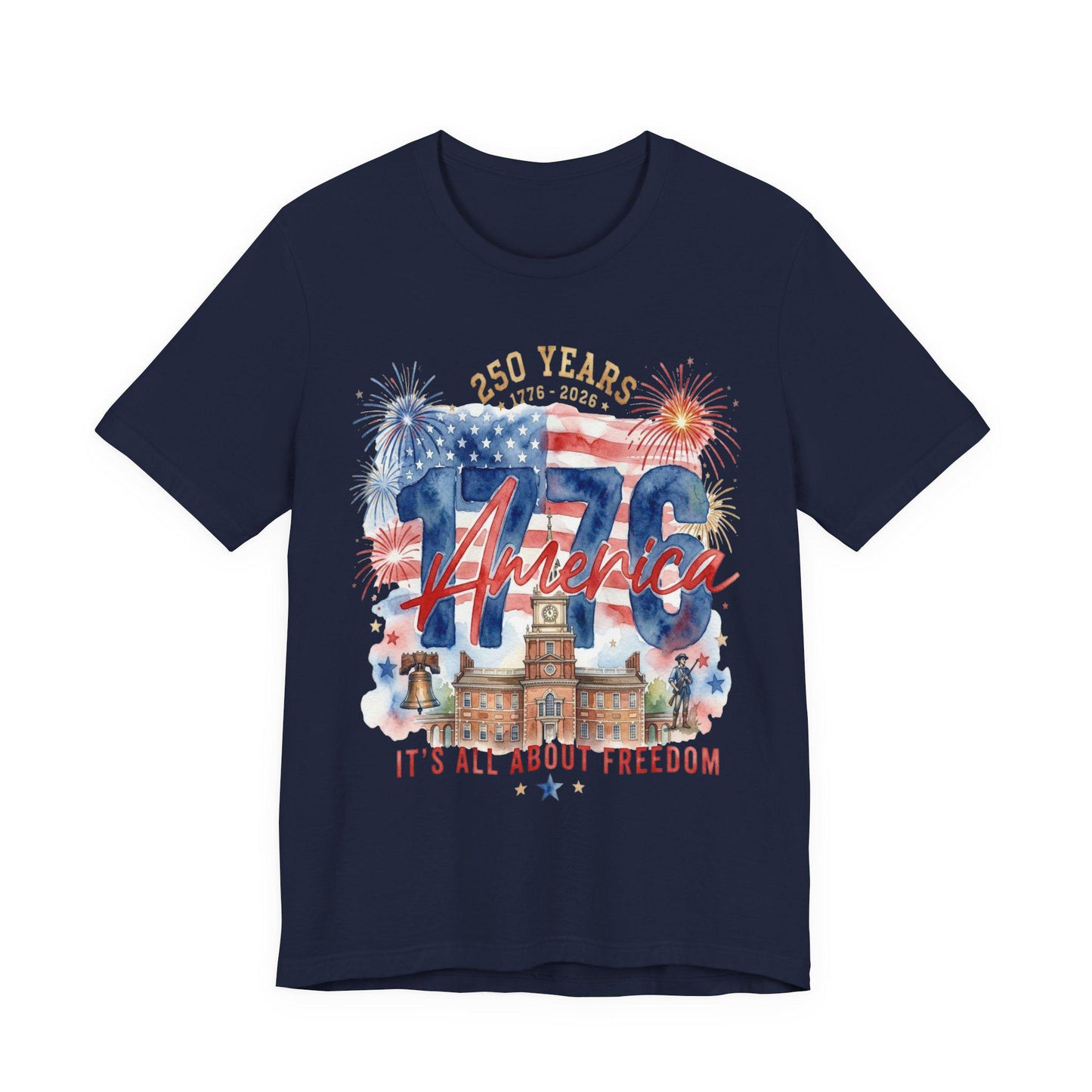 1776 America 250 Years Shirt, Patriotic Watercolor Flag Tee, July 4th Celebration