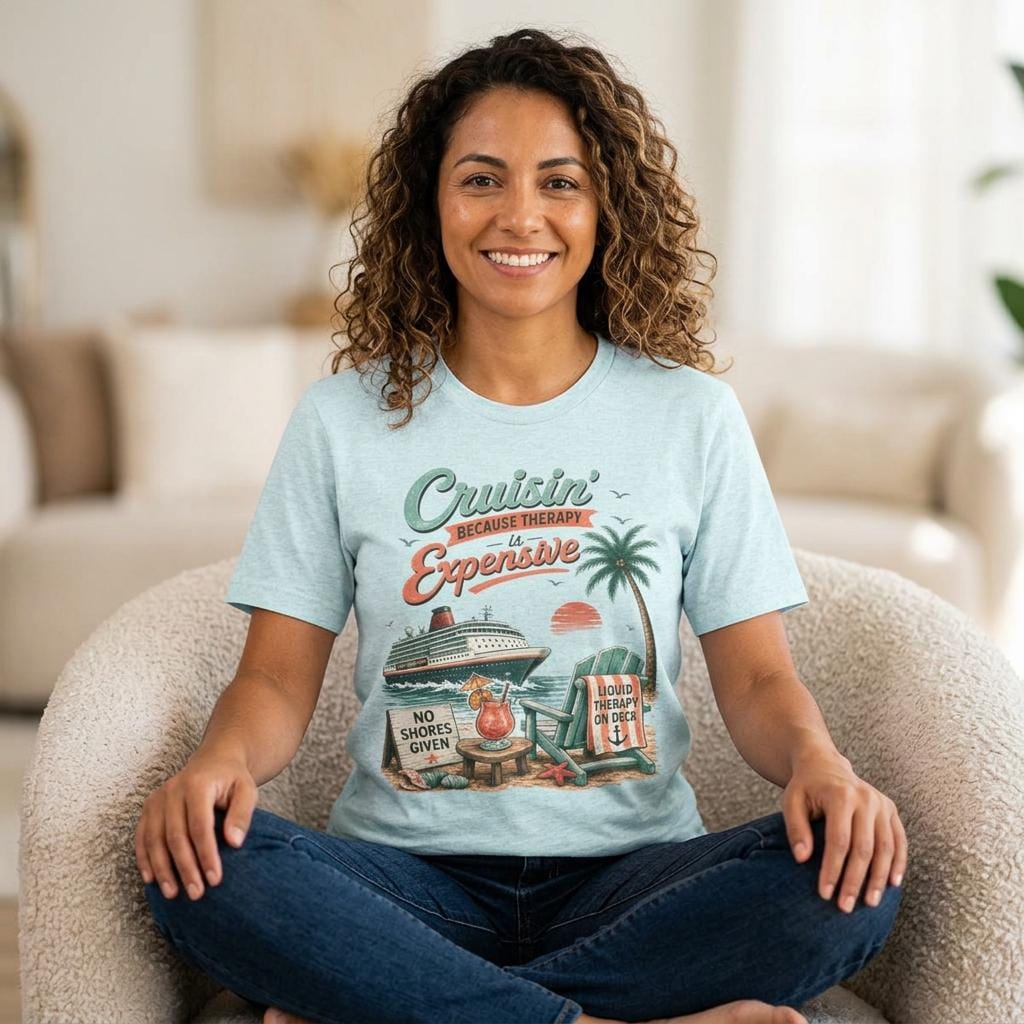 Cruisin' Because Therapy Is Expensive T-Shirt | Cruise Vacation Beach Tee