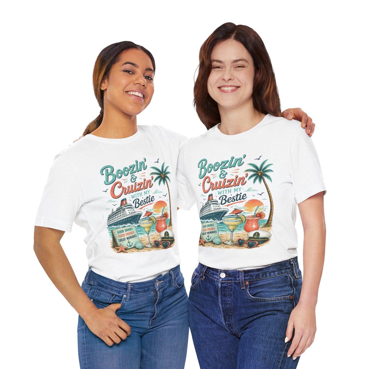 Boozin Cruizin With My Bestie Cruise Shirt, Girls Trip Vacation Tee
