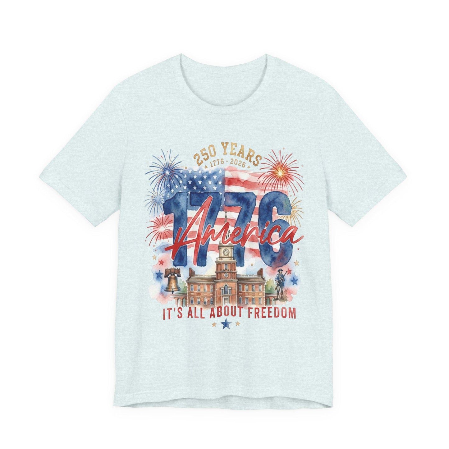 1776 America 250 Years Shirt, Patriotic Watercolor Flag Tee, July 4th Celebration