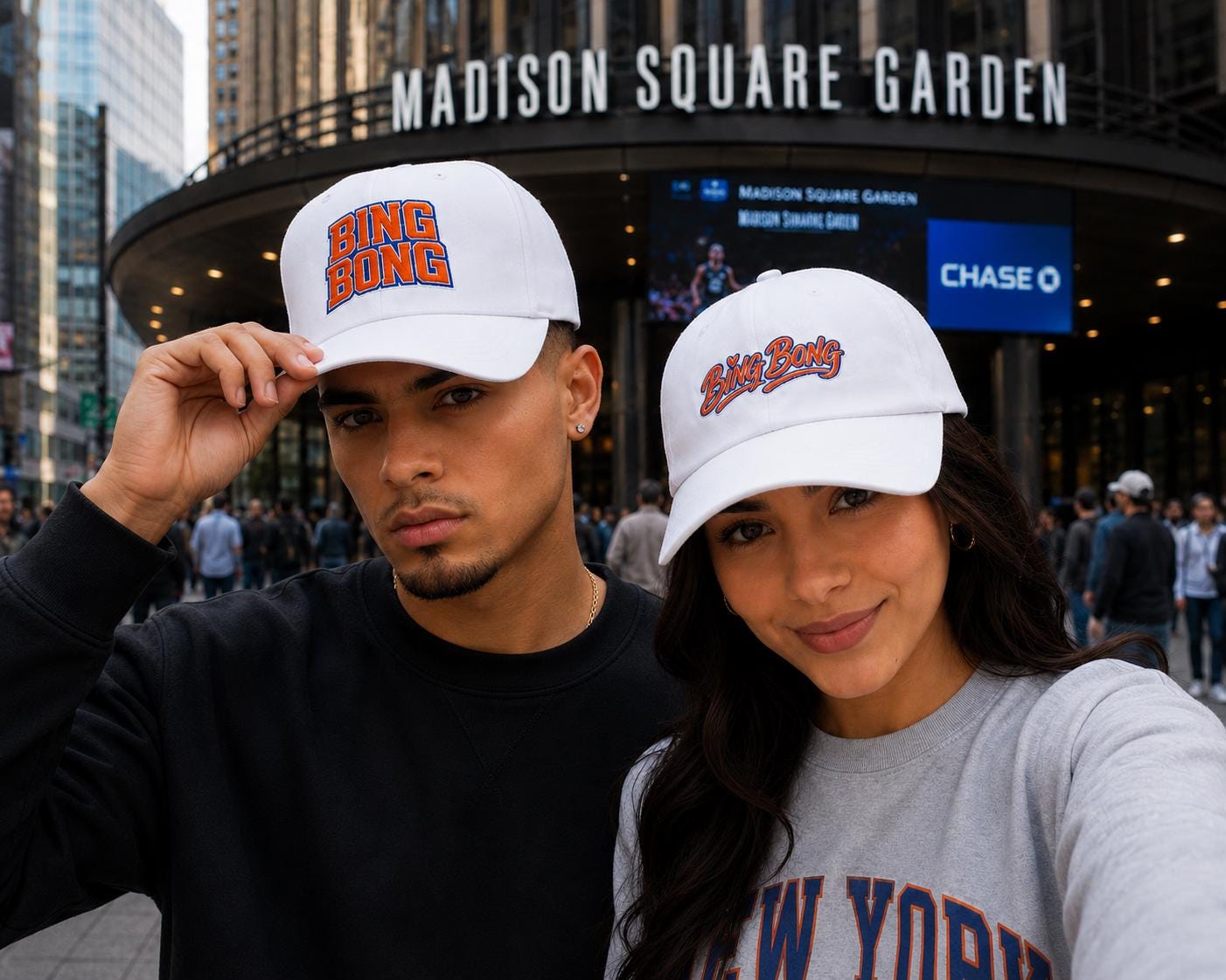 Bing Bong script logo, Knicks inspired Cap, embroidered NY basketball hat
