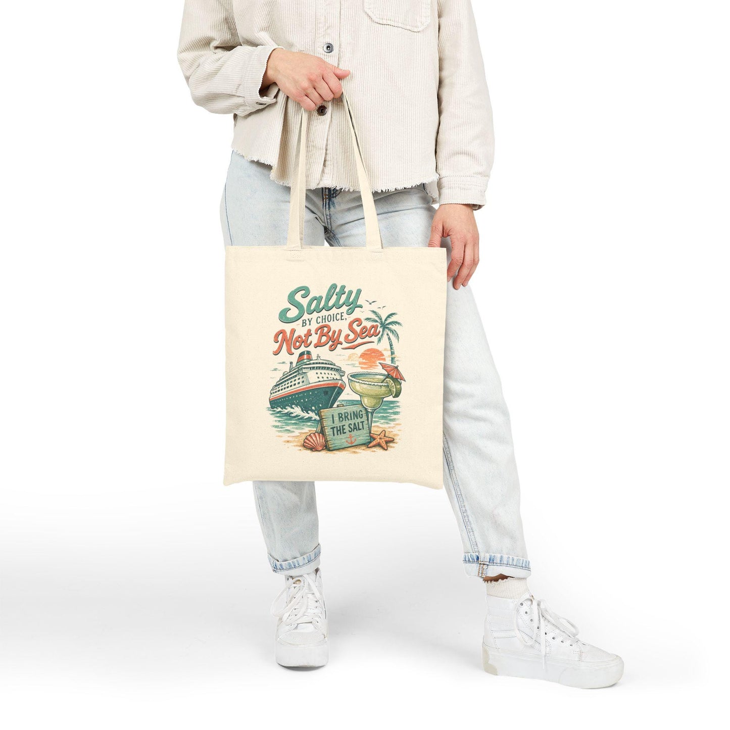Salty by Choice Canvas Tote Bag | Cruise Beach Vacation Accessory