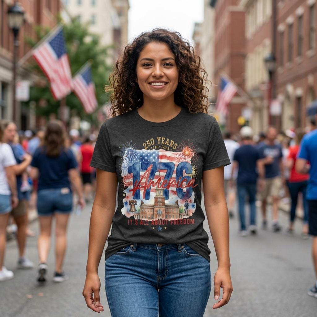 1776 America 250 Years Shirt, Patriotic Watercolor Flag Tee, July 4th Celebration