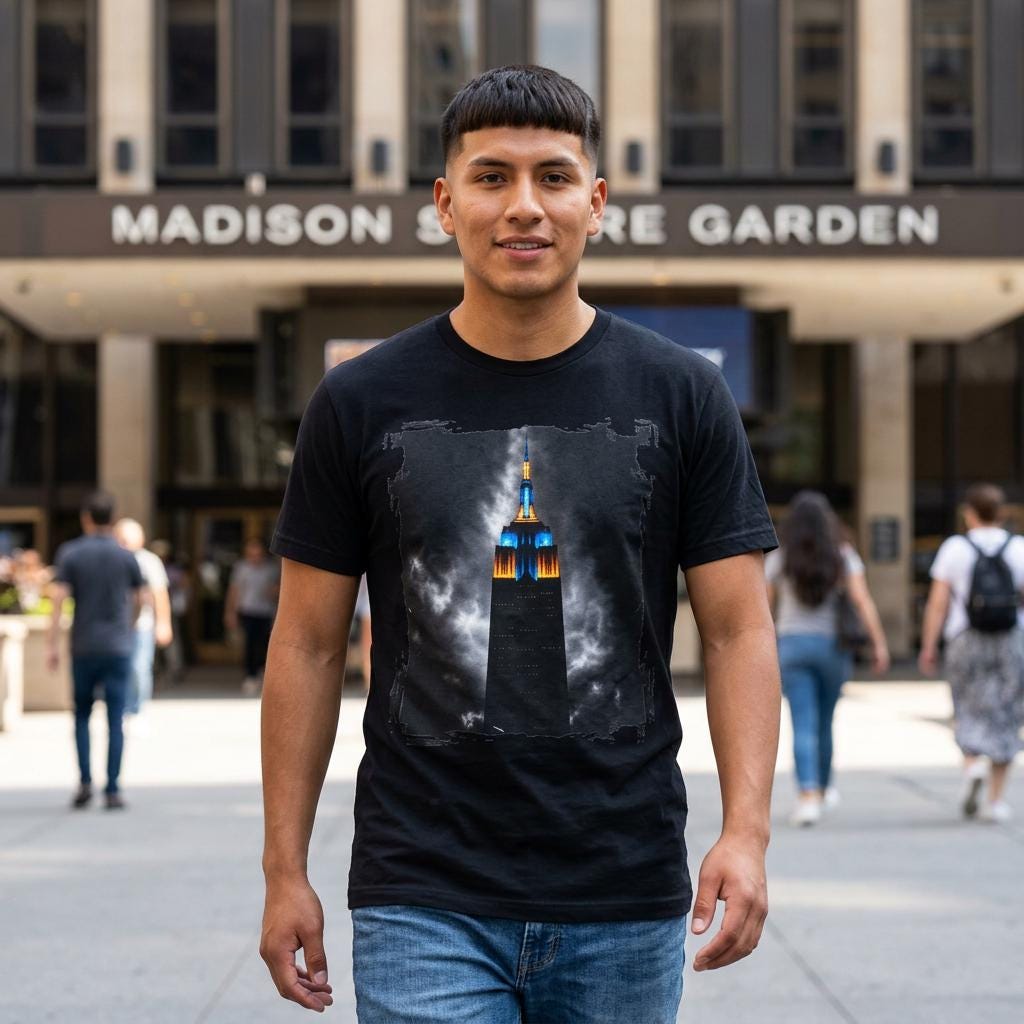 Empire State Building Nightscape T-Shirt, NY Knicks inspired