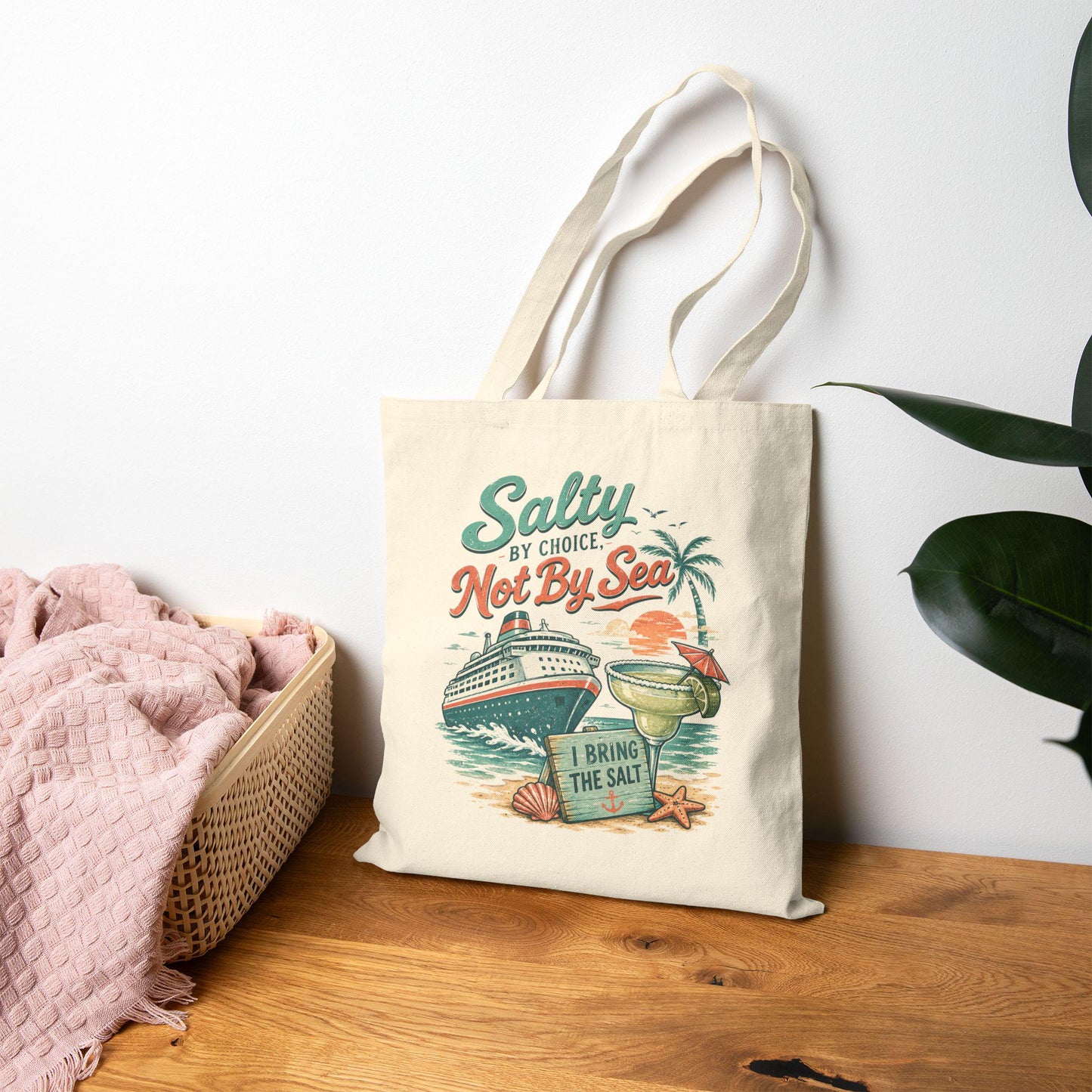 Salty by Choice Canvas Tote Bag | Cruise Beach Vacation Accessory