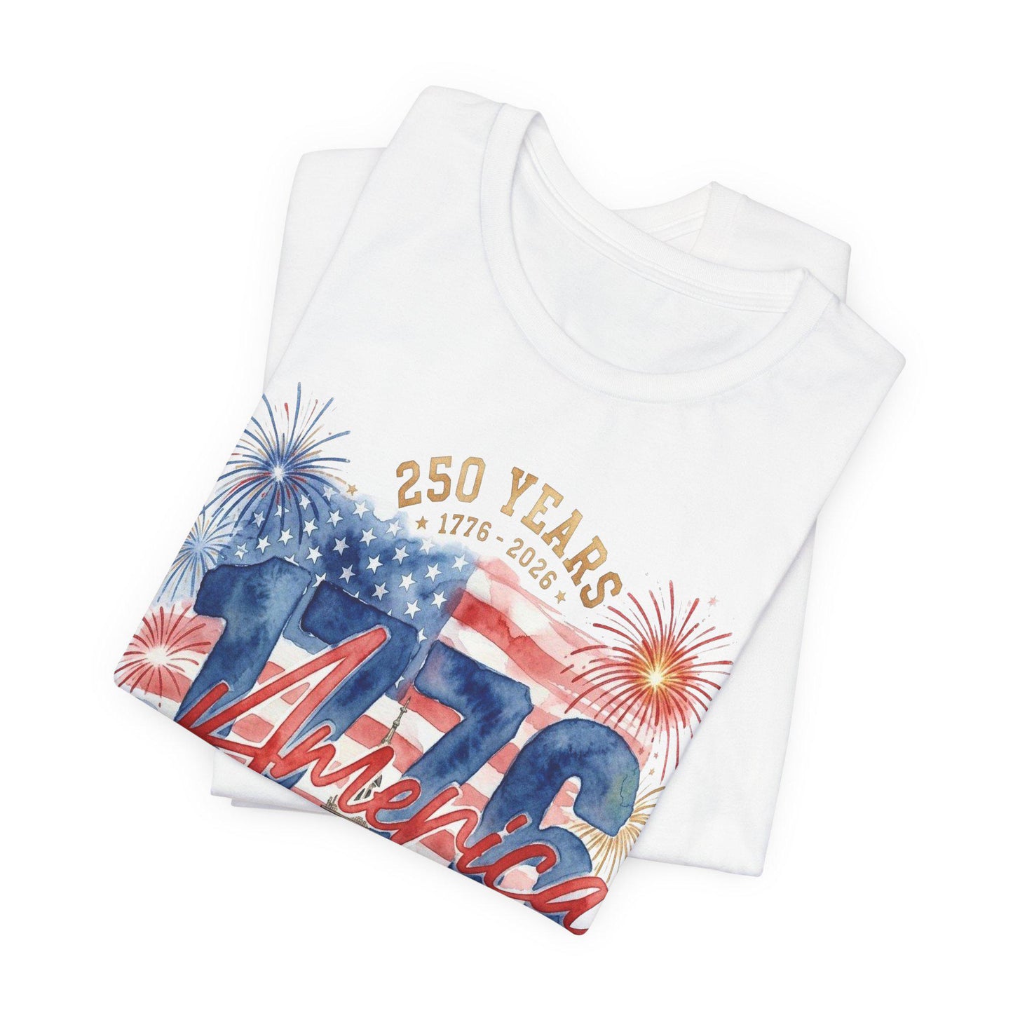 1776 America 250 Years Shirt, Patriotic Watercolor Flag Tee, July 4th Celebration